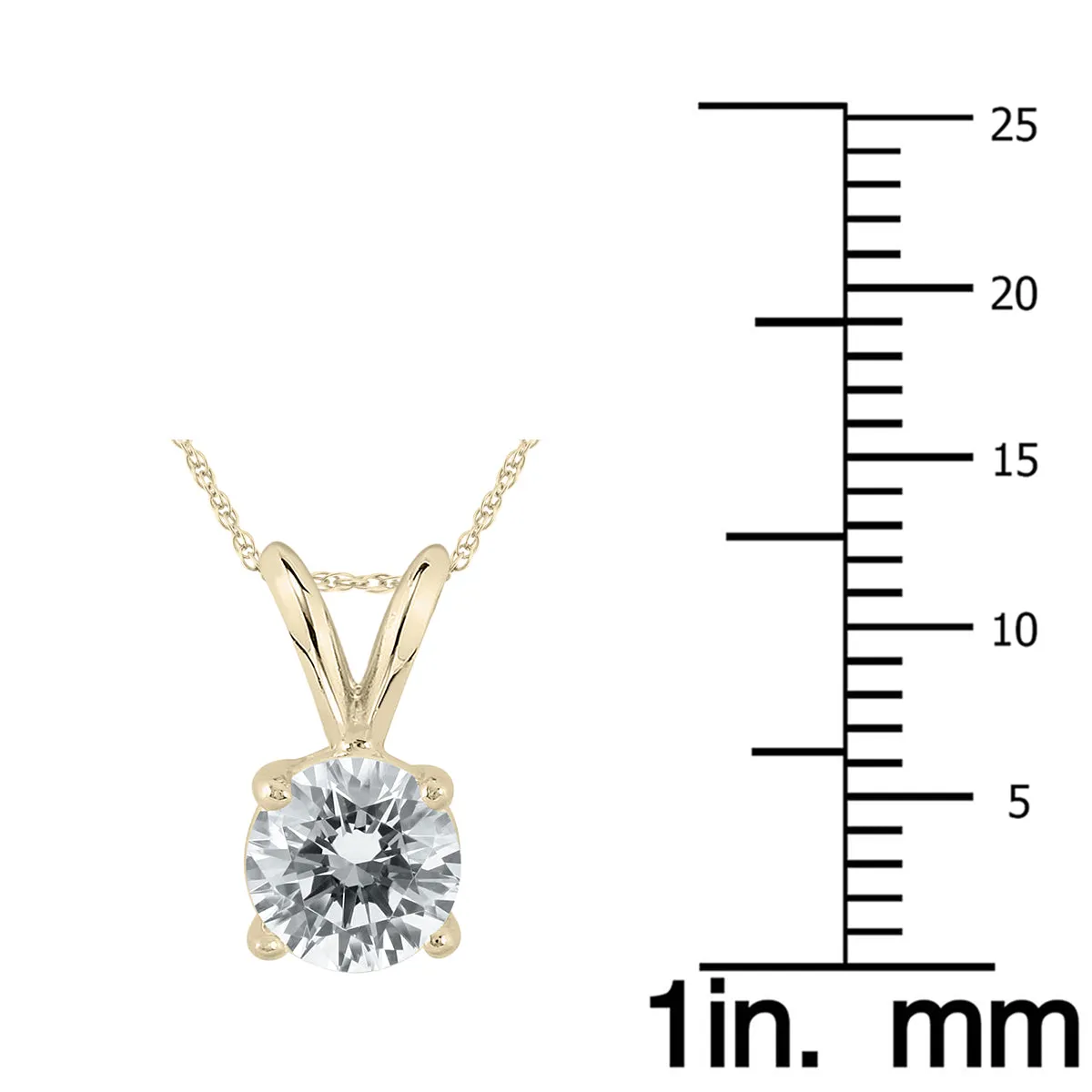 1 Carat Diamond Solitaire Pendant In 14K Yellow Gold