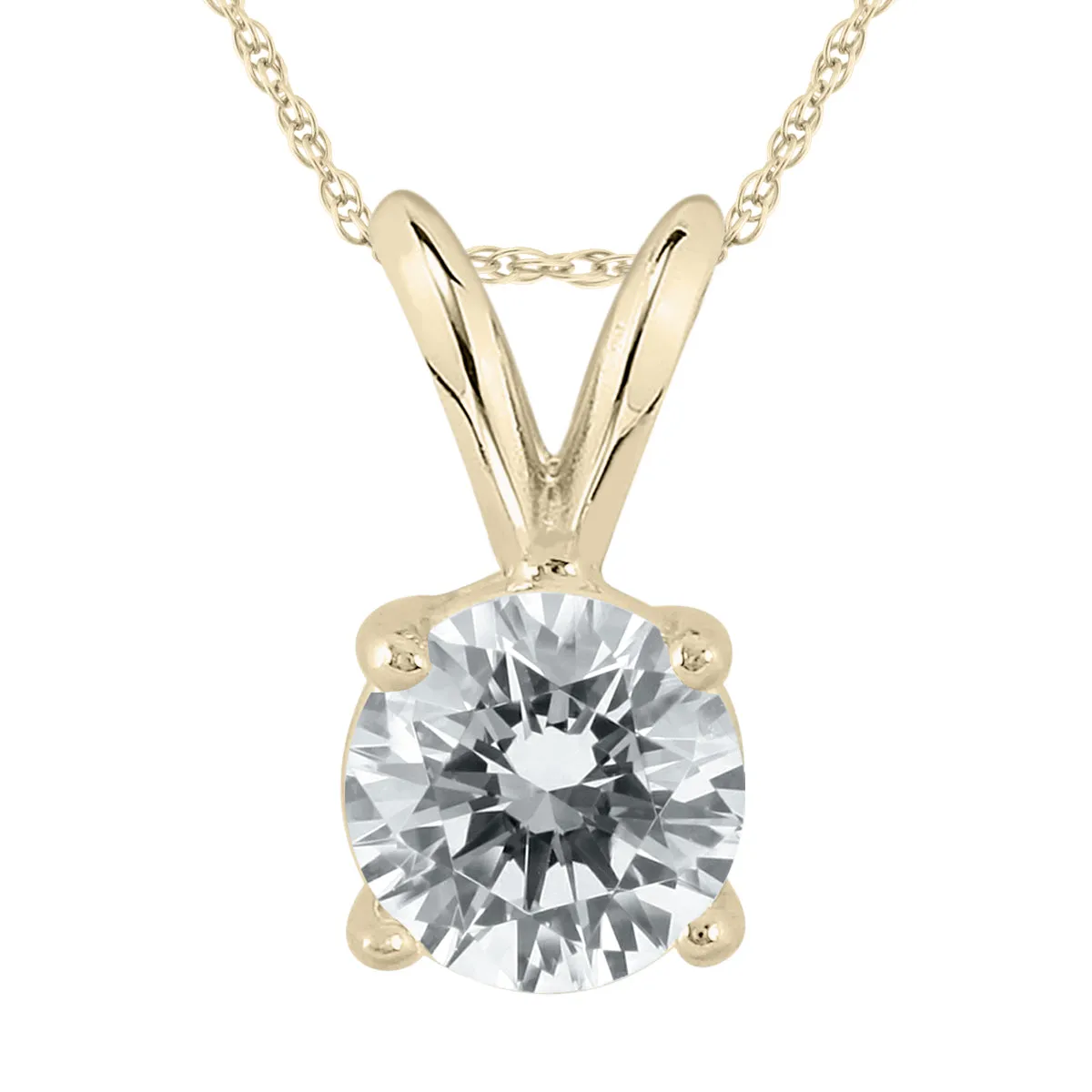 1 Carat Diamond Solitaire Pendant In 14K Yellow Gold