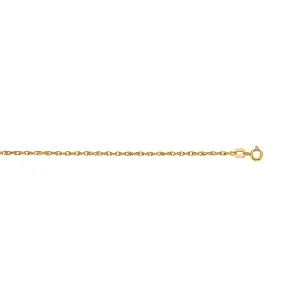 14K Gold 1.0mm Machine Rope Chain (Carded)