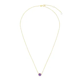 14K Gold & Amethyst Solitaire Necklace