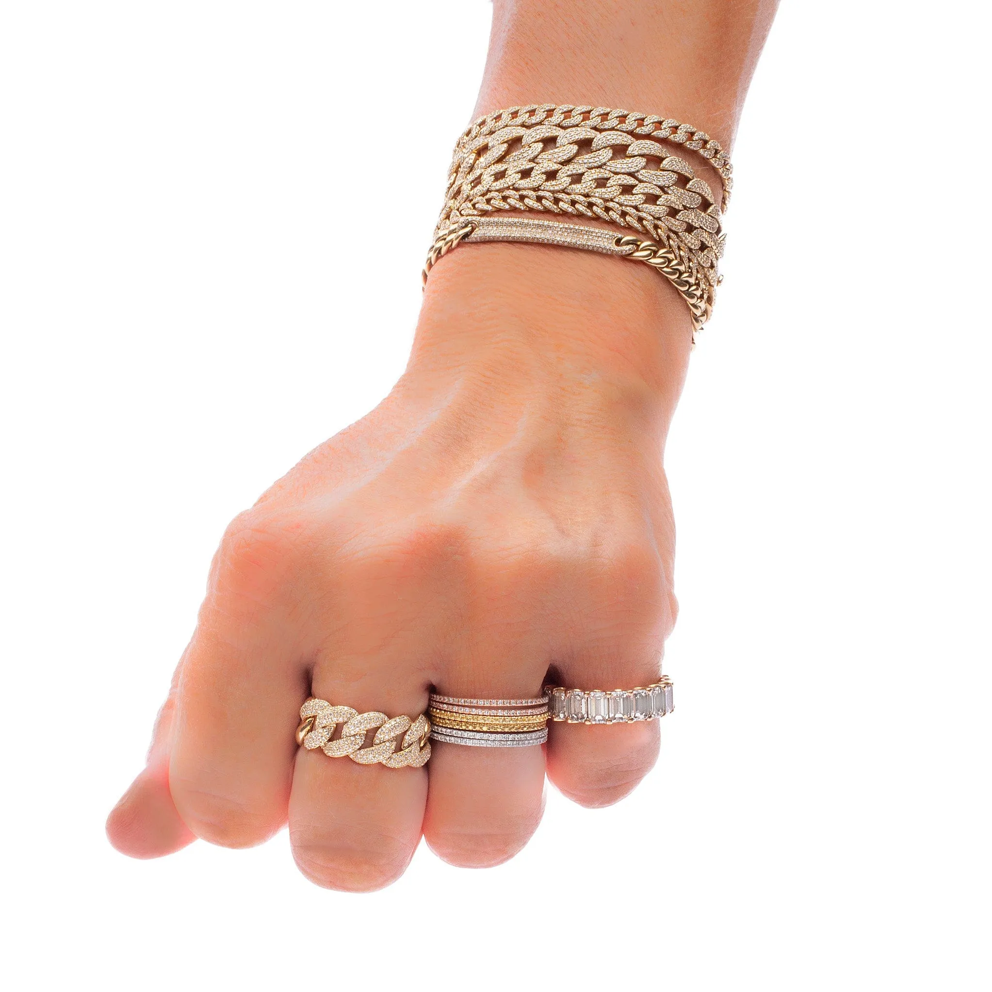 14K Gold and Micro-Pave Diamond ID Cuban Link Chain Bracelet