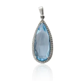 14K Gold Blue Topaz Pendant