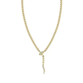 14k Gold Pavé Diamond Serpent Box Chain Necklace