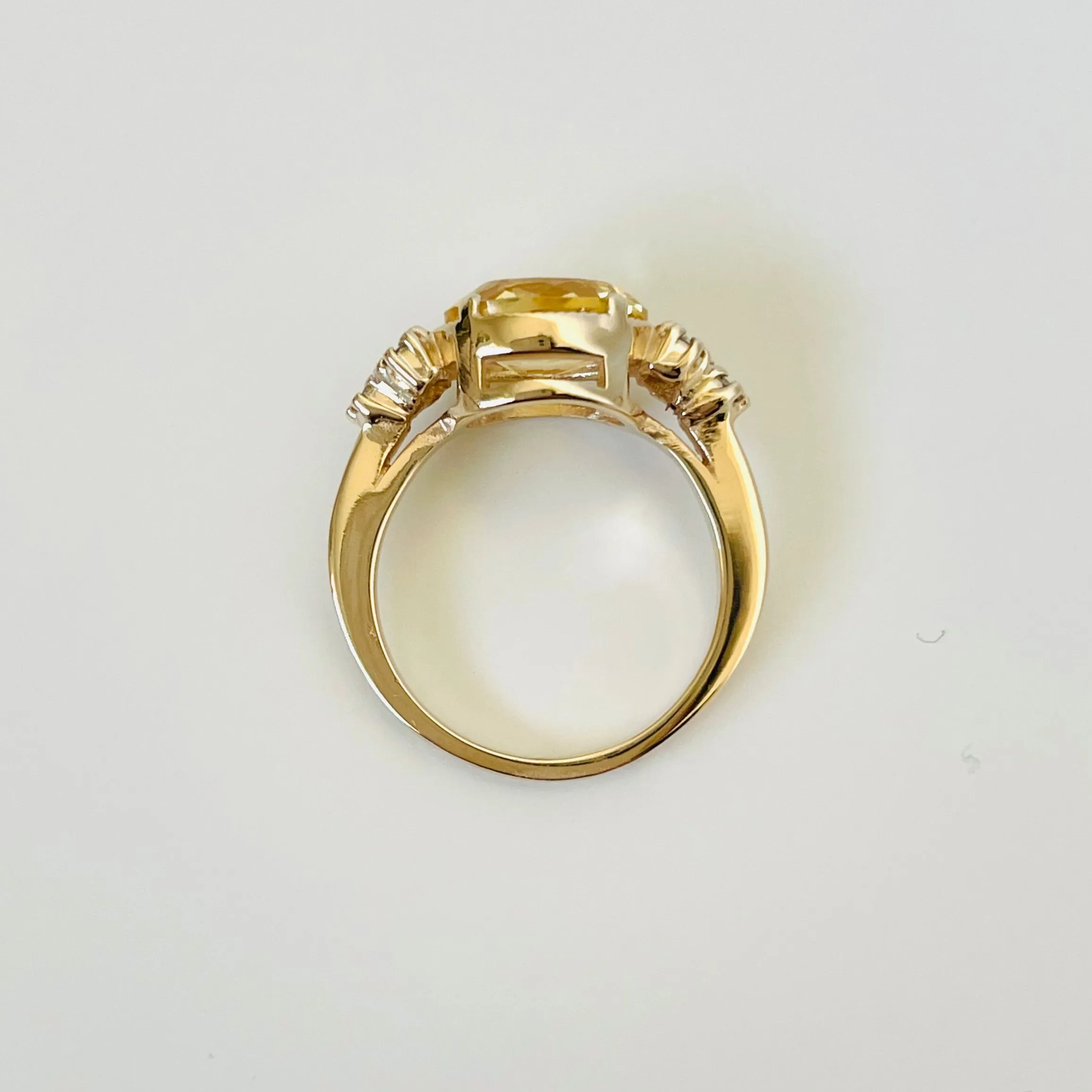 14k Millegrain Citrine & Diamond Ring