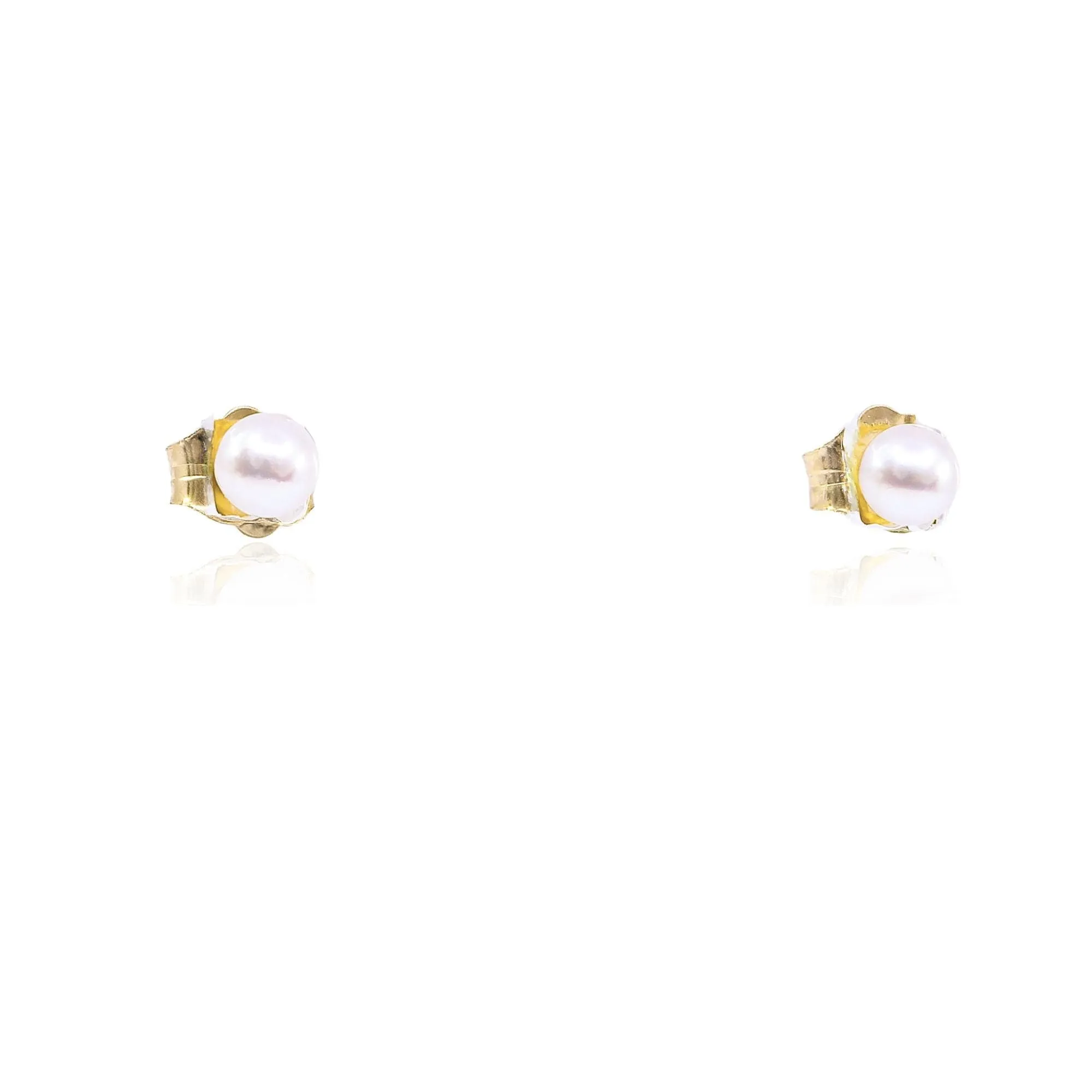 14K YELLOW GOLD CULTURED PEARL STUD EARRINGS