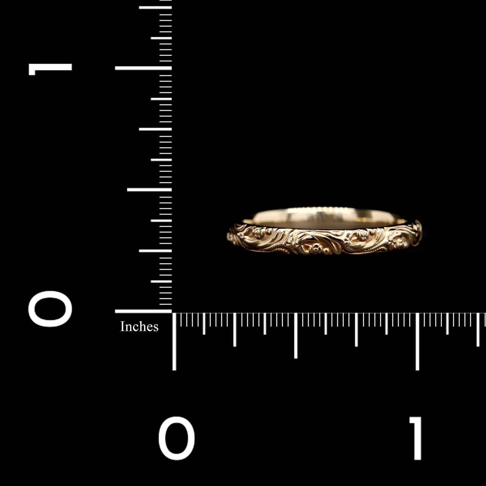 14K Yellow Gold Estate Floral Scroll Band