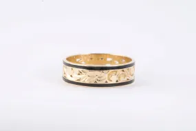 14k Yellow Gold Openwork Leaf & Flower Design Band Size 7 (2.87g.)