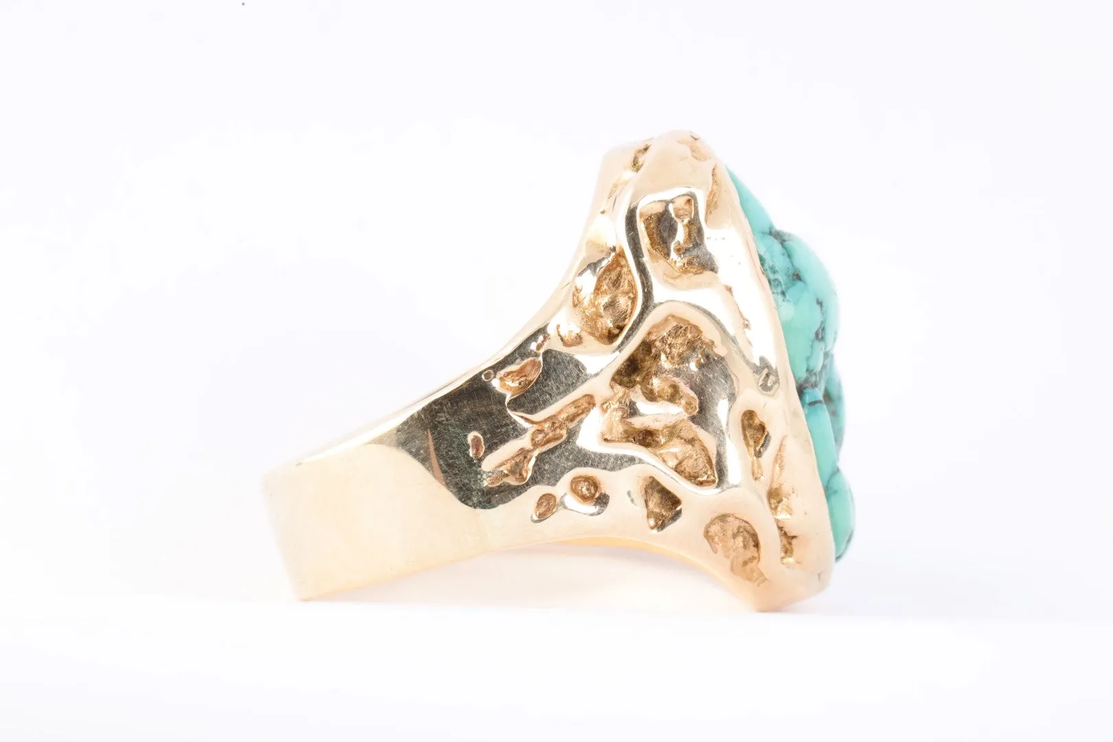 14k Yellow Gold Turquoise Ring Size 13.5 (33.66g.)