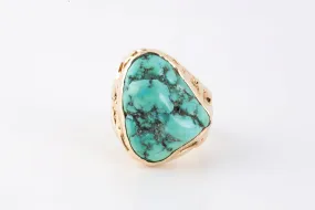 14k Yellow Gold Turquoise Ring Size 13.5 (33.66g.)