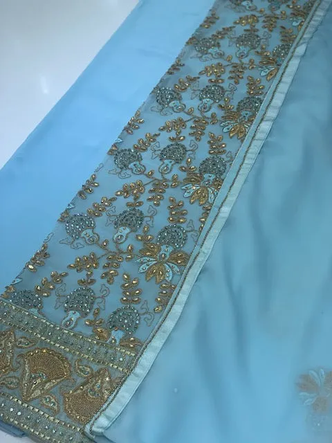 1776 Blue Unstitched Embroidered Suit