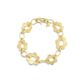 18K Yellow Gold Massif Flower Chain Bracelet