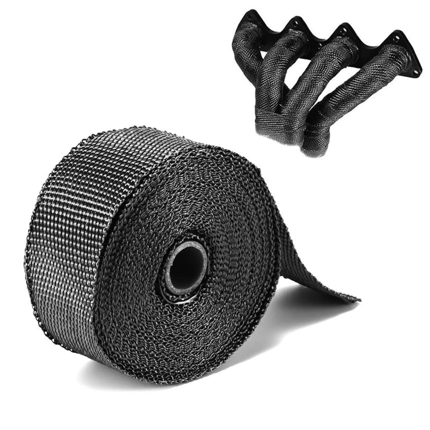 2 x 50' 5cm*5m/10m/15m Black/Titanium/White Exhaust Heat Wrap Roll for Motorcycle Fiberglass Shield Tape with Stainless Ties