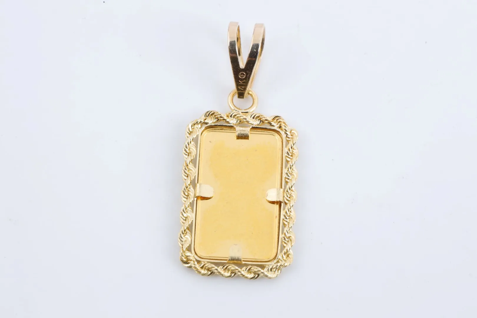 24k Gold 1g Union Bank of Switzerland Bar Pendant w/ 14k Gold Bezel (1.98g.)