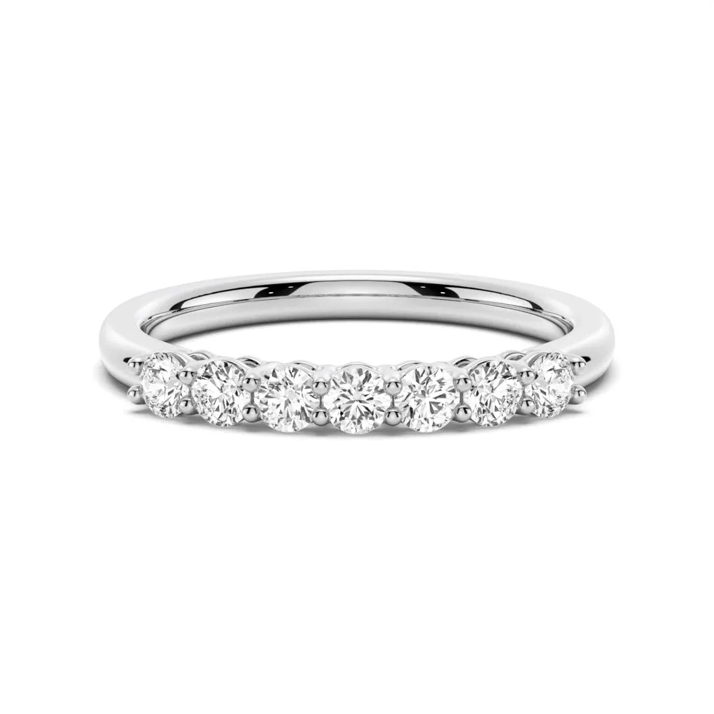 2.5mm 7 Stone French Pave Moissanite Wedding Band