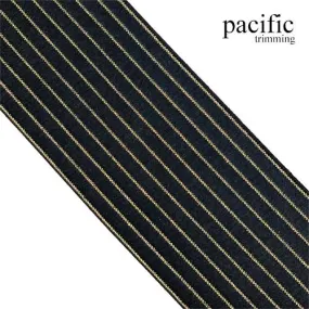 3 Inch Metallic Gold Striped Black Elastic