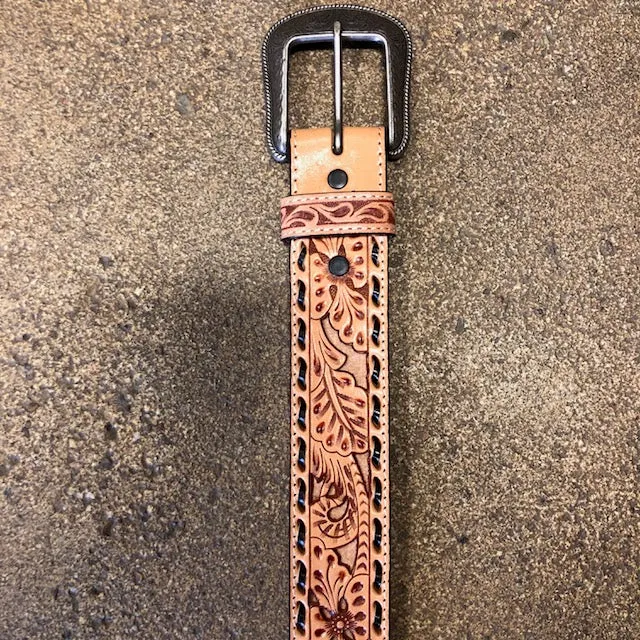 3D Belt Co. Floral Natural with Inlay Men's Belt