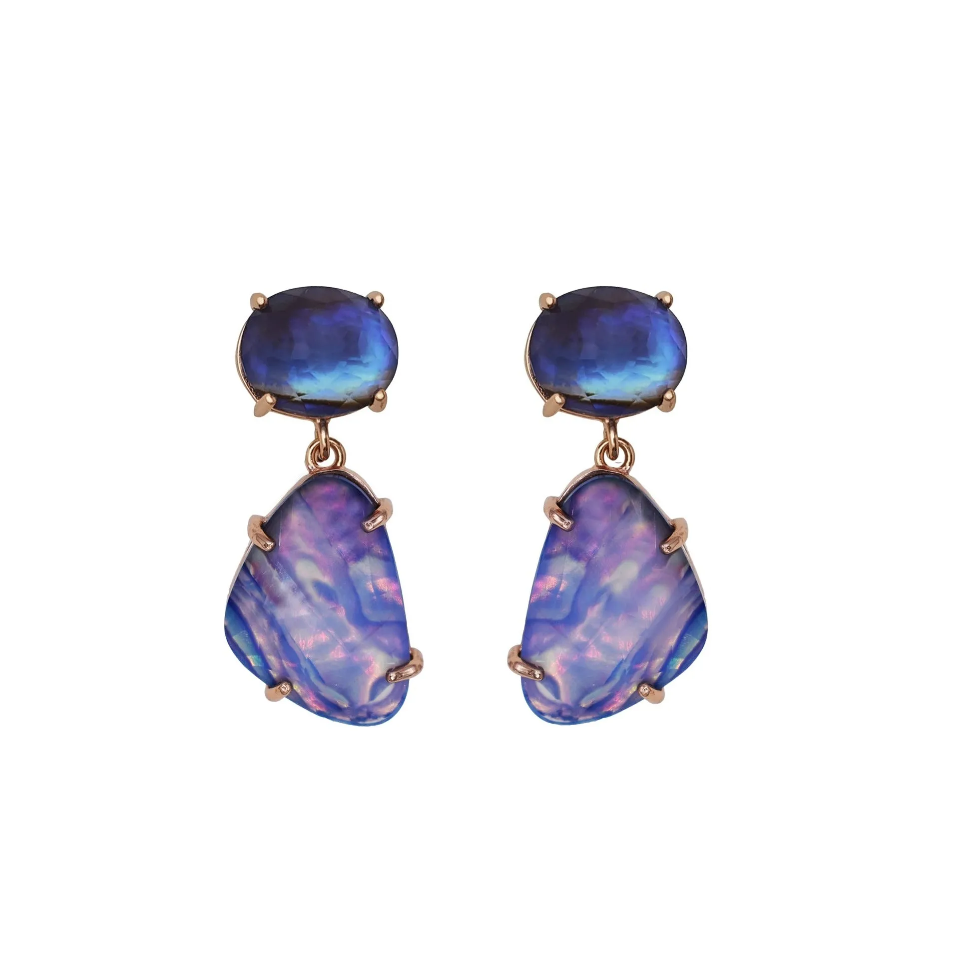 Abalone Earrings 18k Rose Gold Plated Sterling Silver