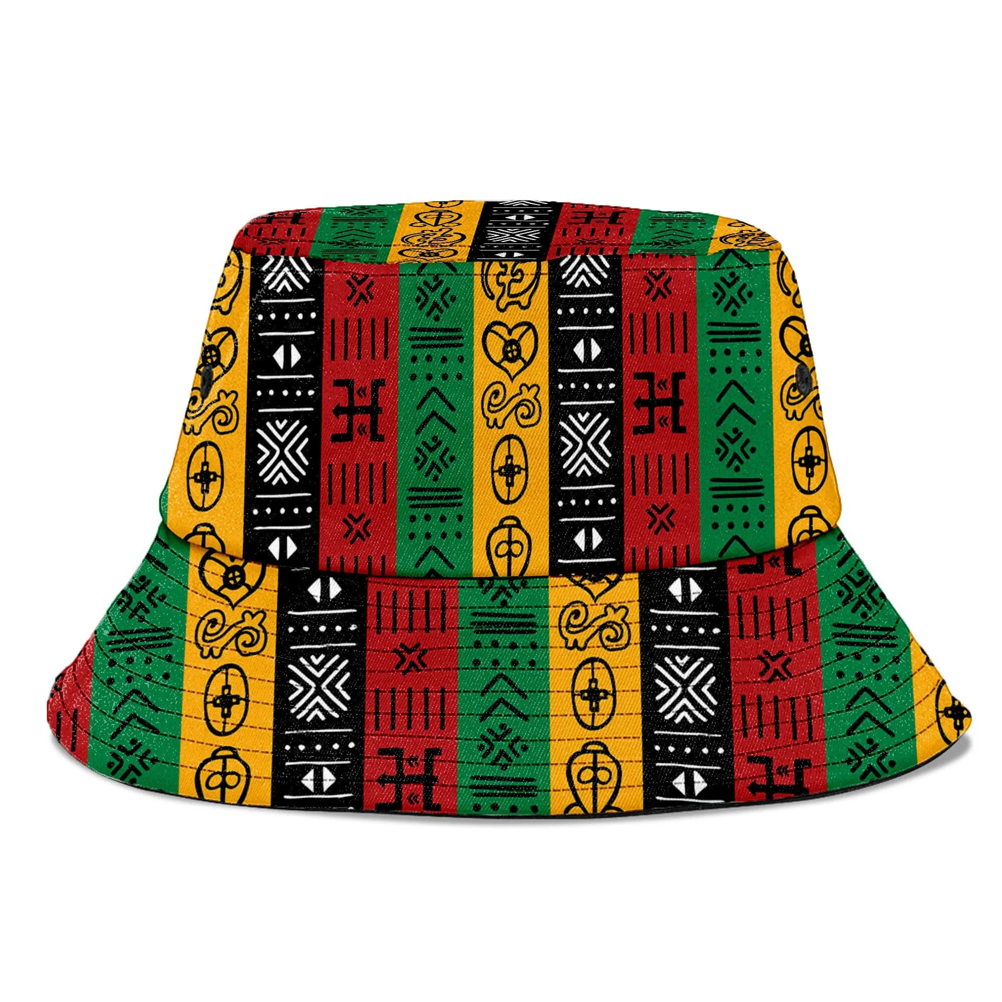 African Symbols In Pan-African Colors Bucket Hat