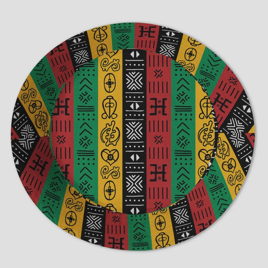 African Symbols In Pan-African Colors Bucket Hat