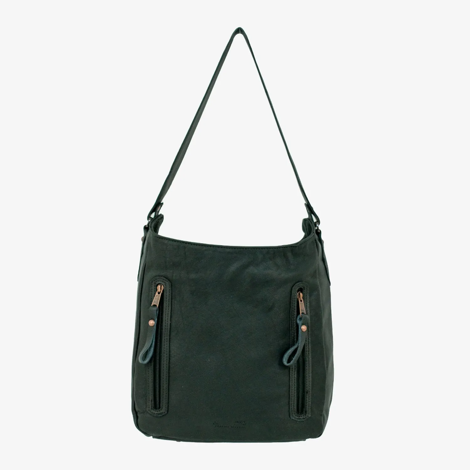 American West Midnight/Copper Leather CCS Zip Hobo Bag