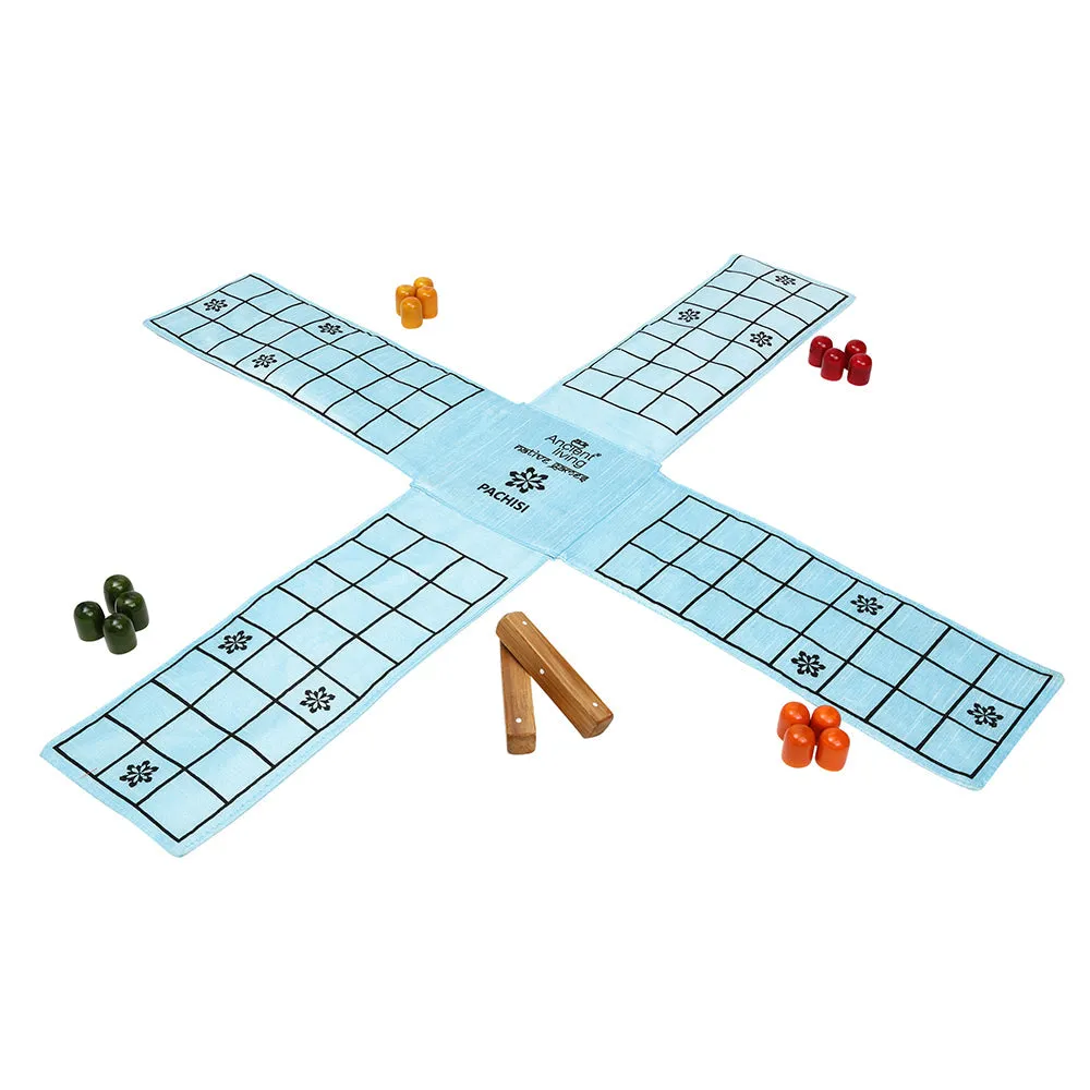 Ancient Living Pachisi Raw Silk Board Game | Indian Ludo | Chausar | Pagade | Thayam | Chaupar | Sokkattan | Aksha Kreeda | Dayakattam | Chokkattan  - 1 Pcs