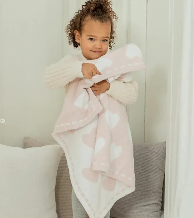 Barefoot Dreams COZYCHIC RECEIVING BLANKET in Pink/White Hearts