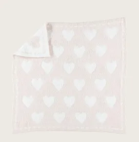 Barefoot Dreams COZYCHIC RECEIVING BLANKET in Pink/White Hearts