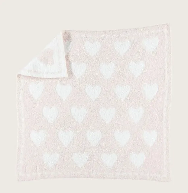 Barefoot Dreams COZYCHIC RECEIVING BLANKET in Pink/White Hearts