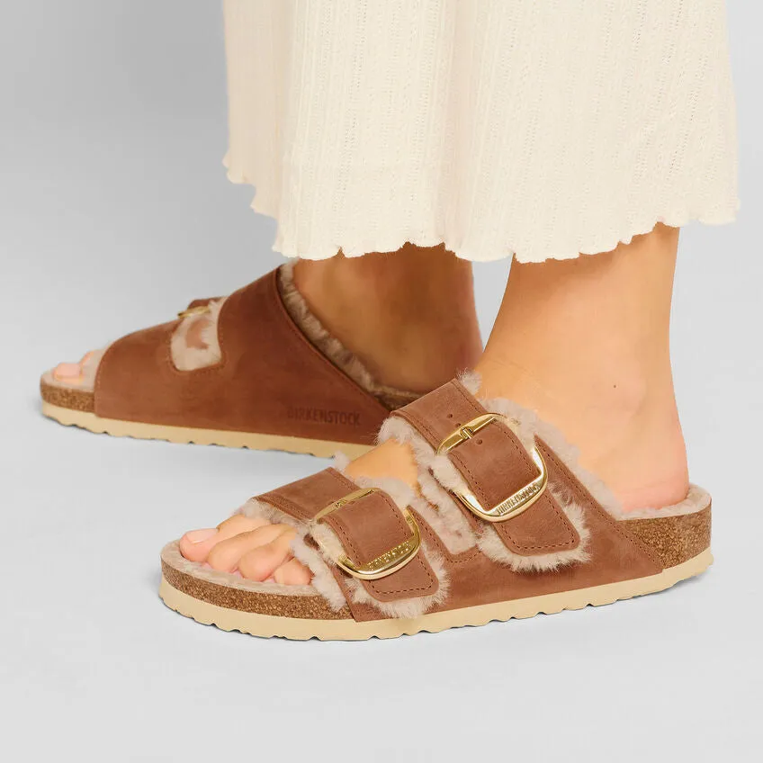 Birkenstock Arizona Big Buckle Shearling Cognac   