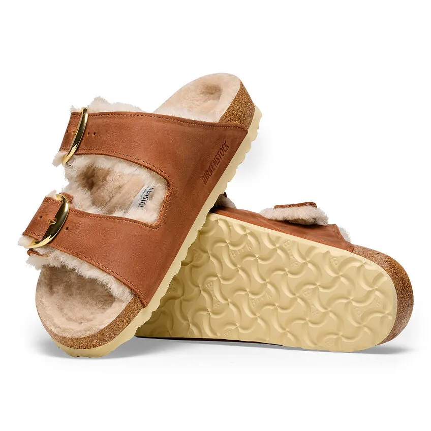 Birkenstock Arizona Big Buckle Shearling Cognac   