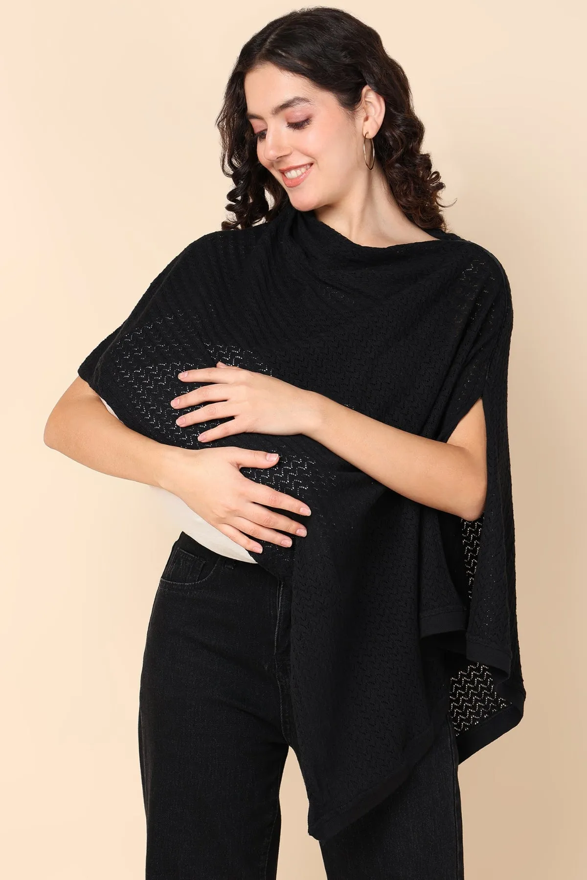 Black Ocean Waves Feeding & Nursing Cover