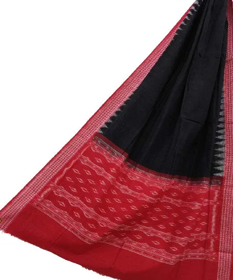 Black red handwoven cotton sambalpuri dupatta