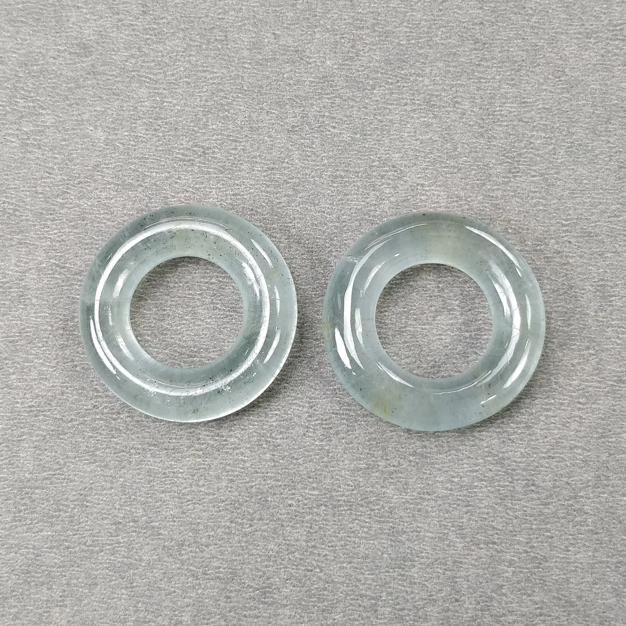 BLUE AQUAMARINE Gemstone Cabochon : 69.50cts Natural Untreated Milky Aquamarine Round Shape Cabochon 29.5mm Pair