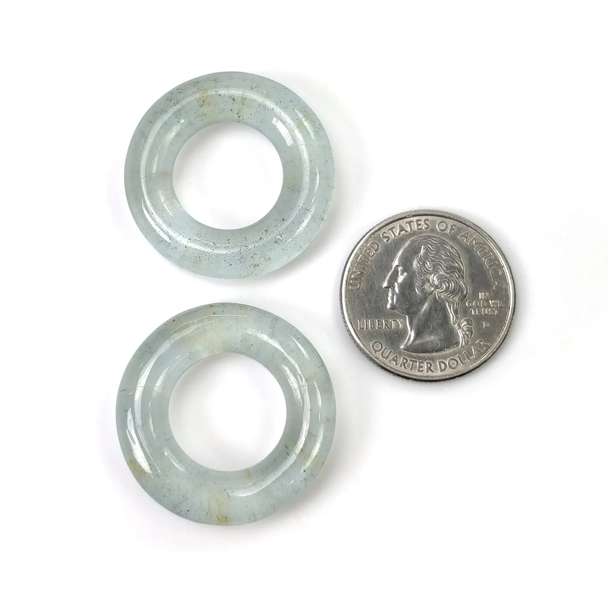 BLUE AQUAMARINE Gemstone Cabochon : 69.50cts Natural Untreated Milky Aquamarine Round Shape Cabochon 29.5mm Pair