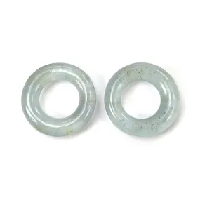 BLUE AQUAMARINE Gemstone Cabochon : 69.50cts Natural Untreated Milky Aquamarine Round Shape Cabochon 29.5mm Pair