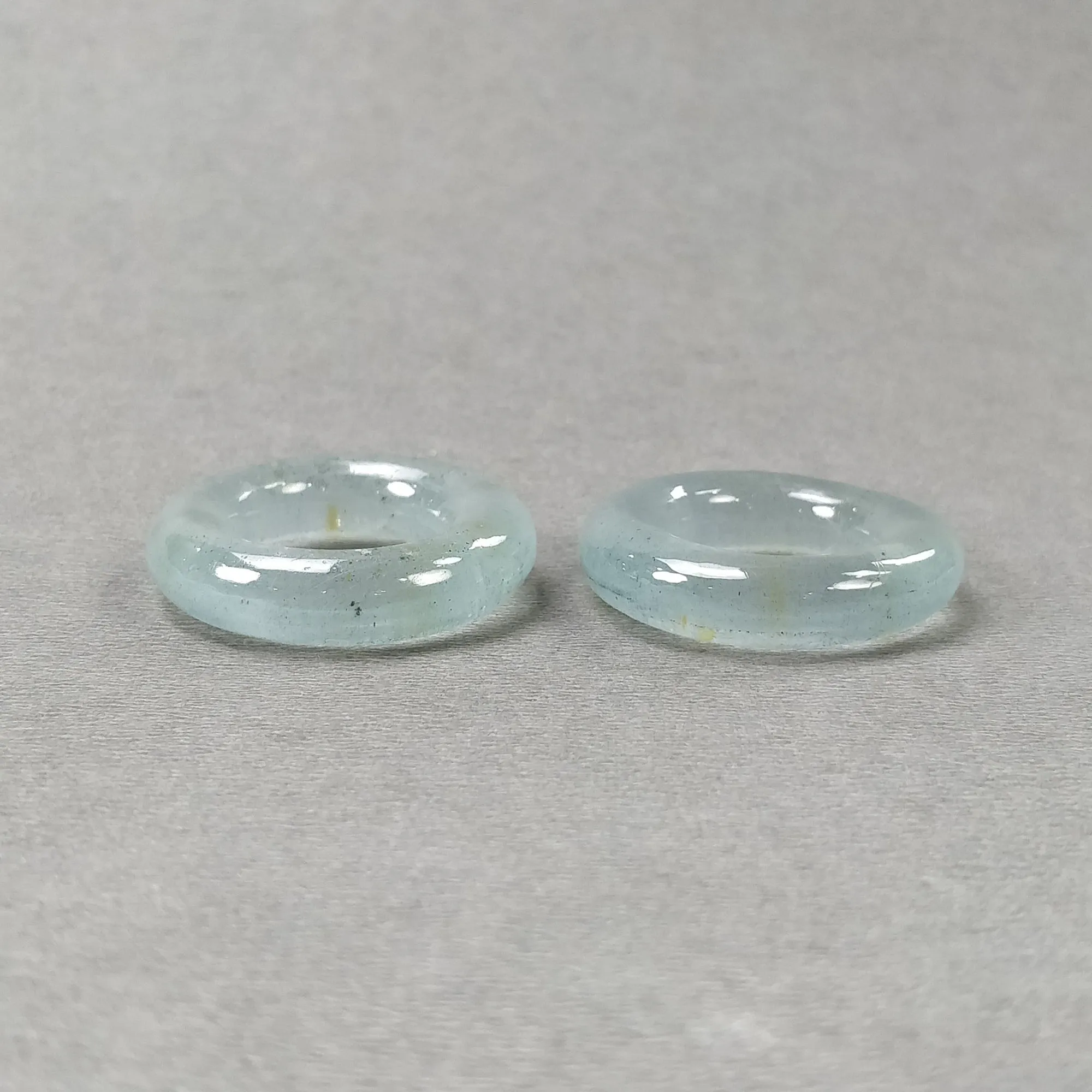 BLUE AQUAMARINE Gemstone Cabochon : 69.50cts Natural Untreated Milky Aquamarine Round Shape Cabochon 29.5mm Pair