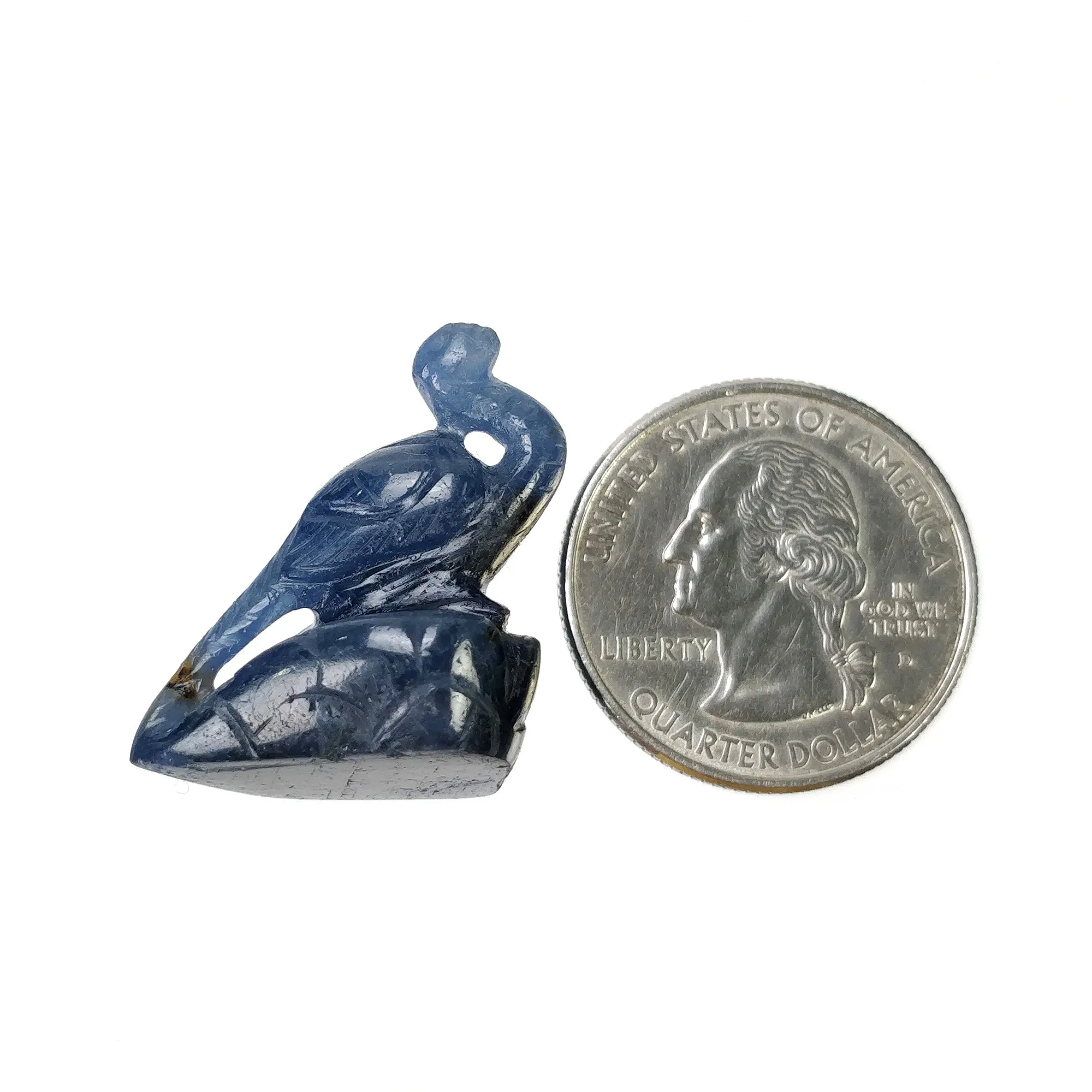 BLUE SAPPHIRE Gemstone Carving : 49.10cts Natural Untreated Unheated Sapphire Hand Carved Bird 22*16mm (With Video)