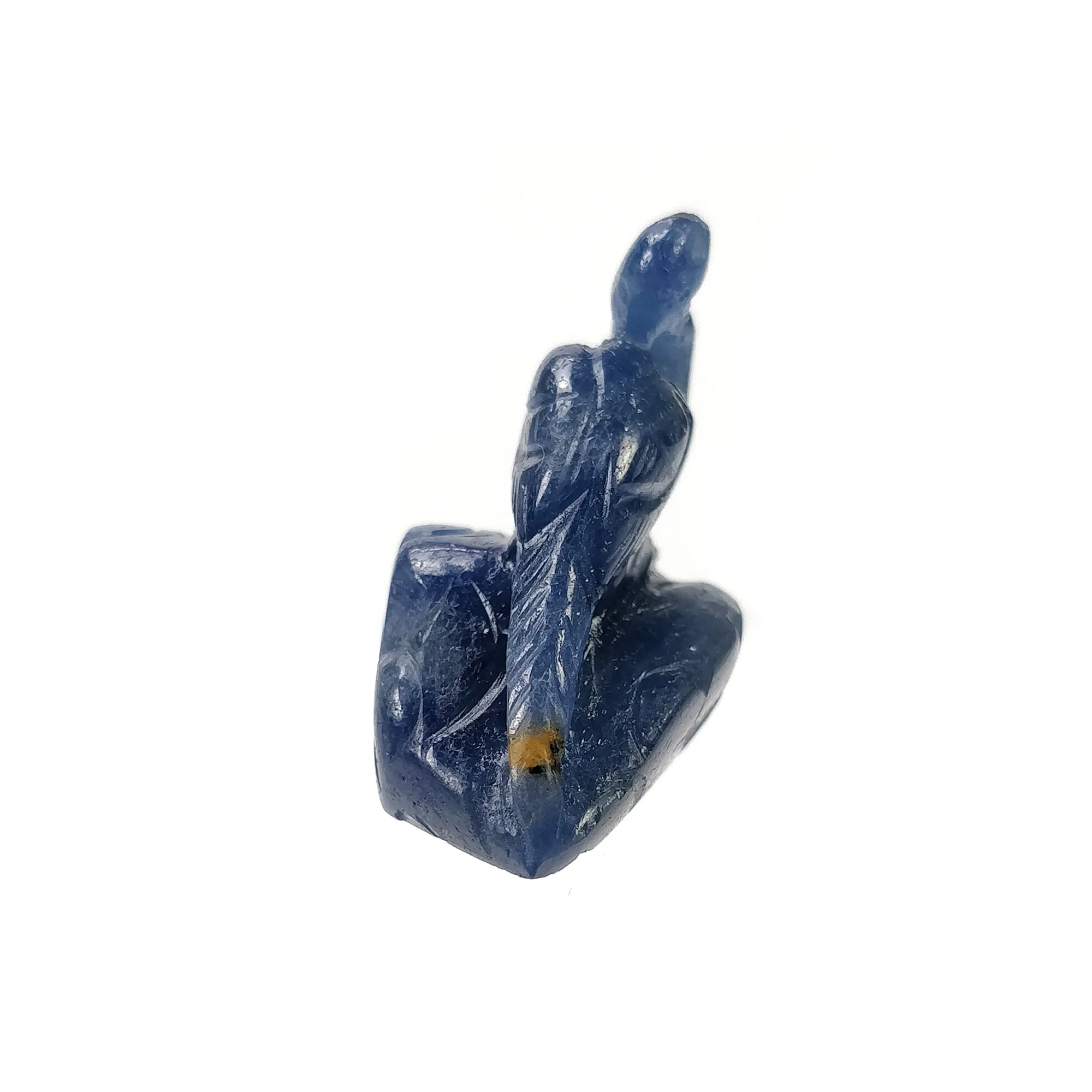 BLUE SAPPHIRE Gemstone Carving : 49.10cts Natural Untreated Unheated Sapphire Hand Carved Bird 22*16mm (With Video)