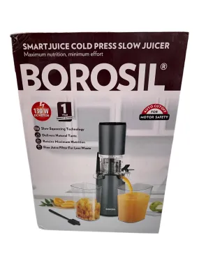 Borosil Smart Juice Cold Press Slow Juicer - 130W DC Motor, 1 Year Warranty