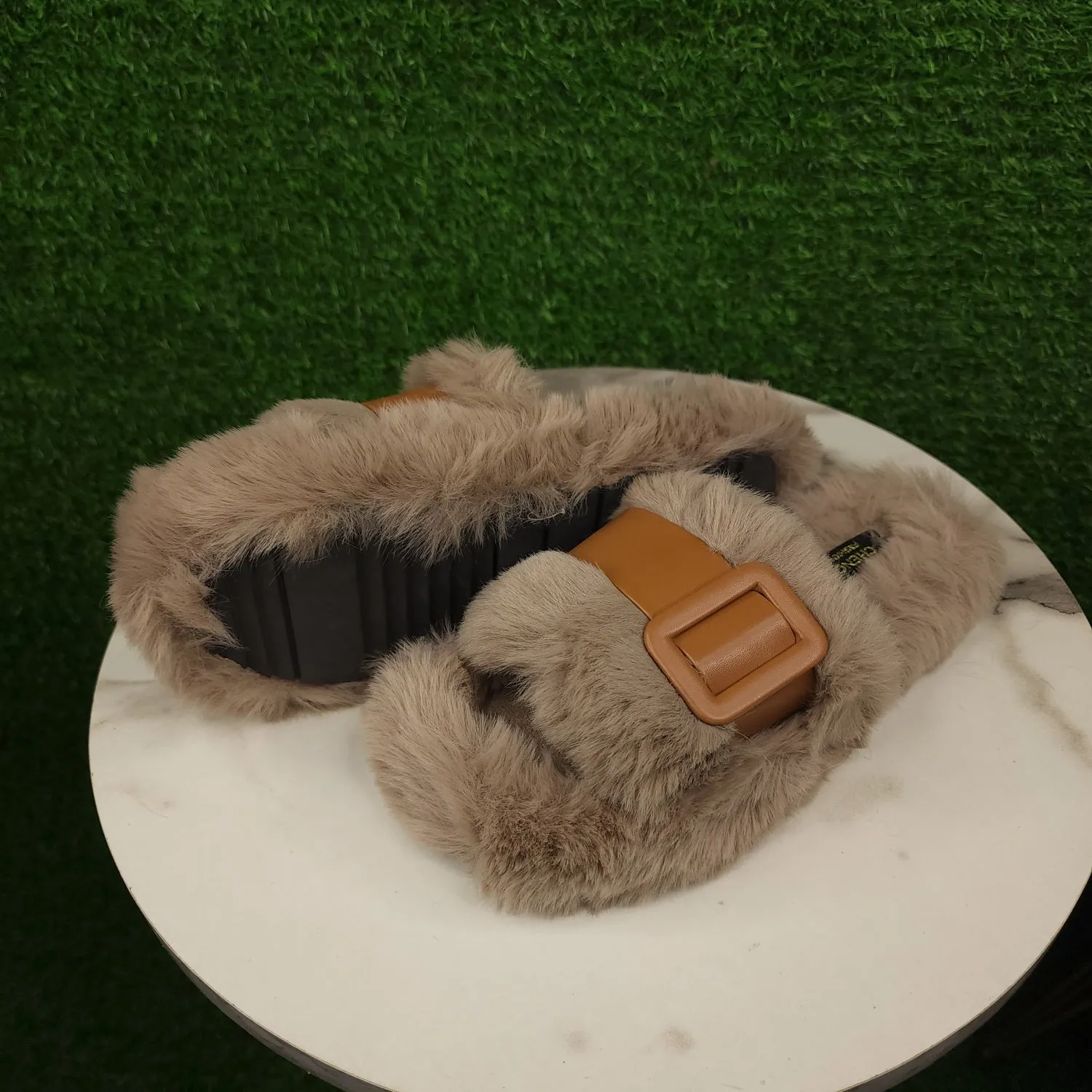 Brown Camel Fur Slippers