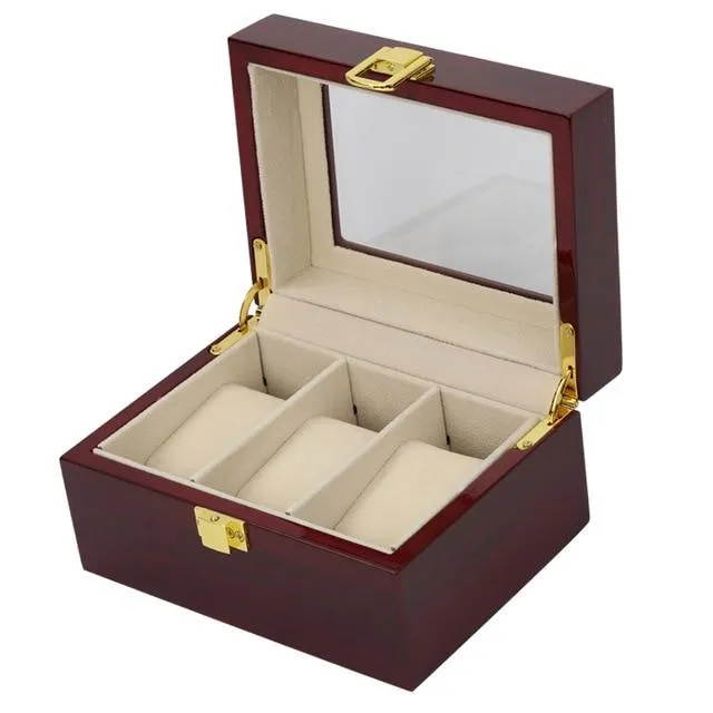 Brown Multi-Grid Luxury Wooden Watch Box Organizer