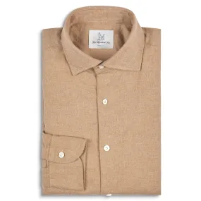 Brushed Cotton Flannel Shirt in Camel Brown