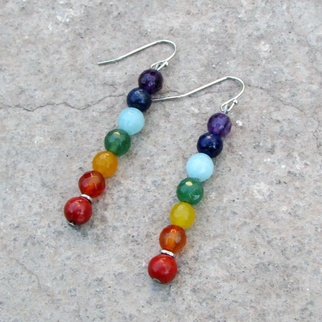 Chakras, Genuine Chakra Gemstone Earrings