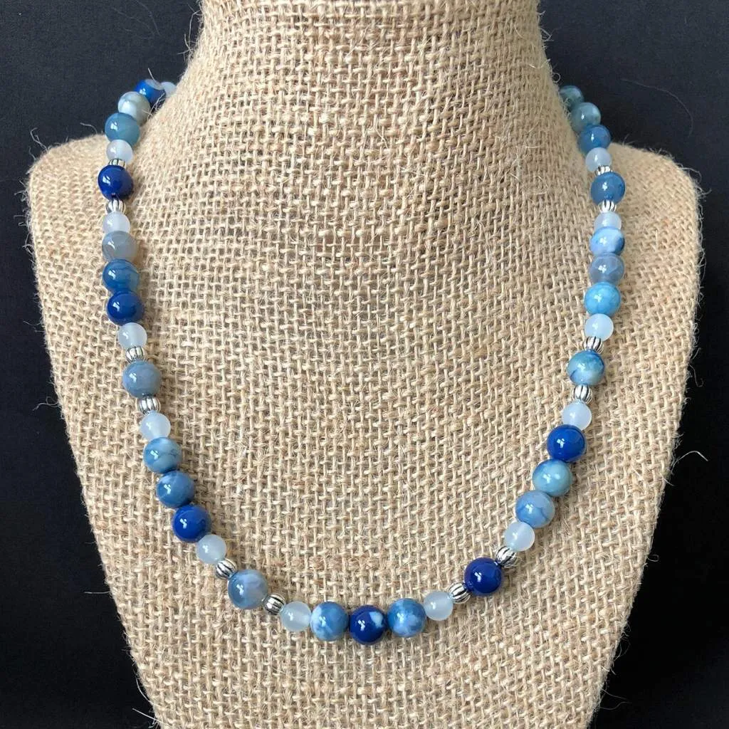 Cobalt Fire Blue Agate Necklace