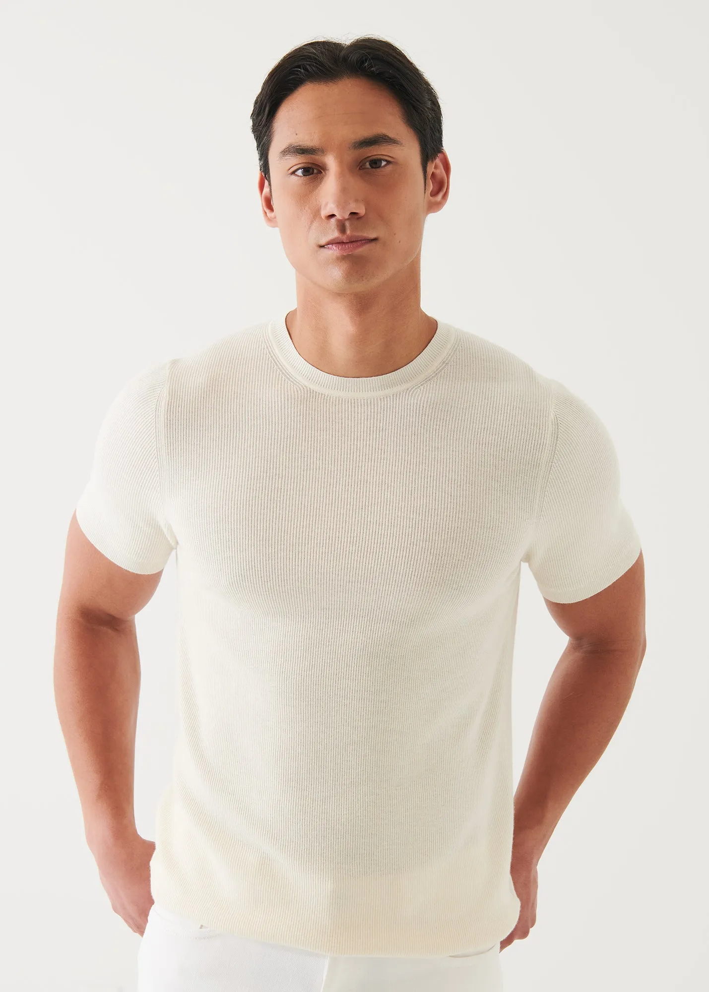 COTTON CASHMERE RIBBED CREWNECK