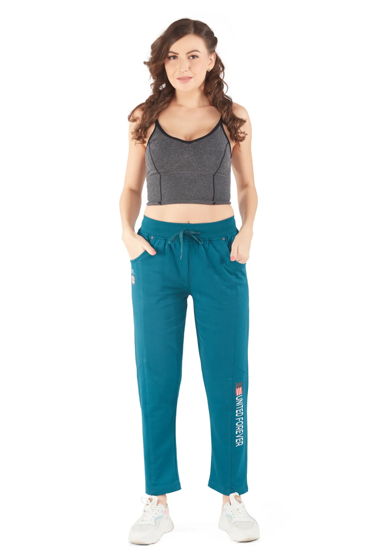 Cotton Regular Fit Lounge Pants For Women - Teal Blue