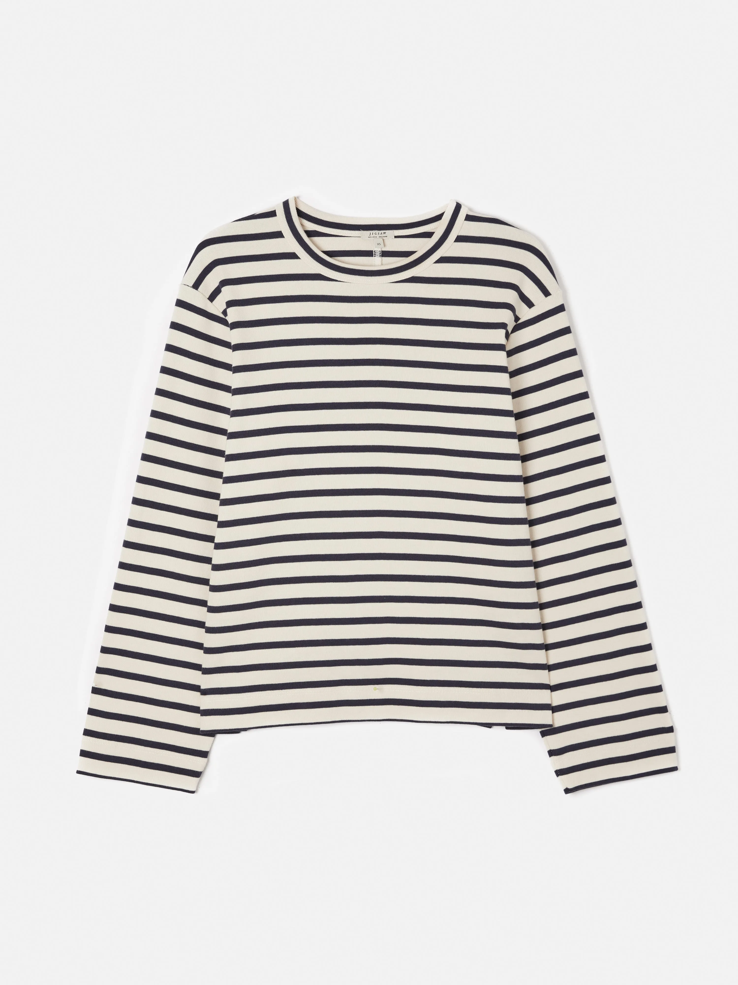 Cotton Stripe Sweatshirt | Navy