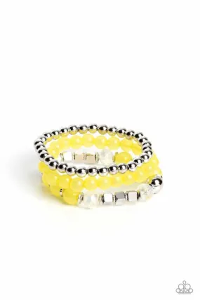 CUBE Your Enthusiasm Yellow Bracelet - Paparazzi Accessories