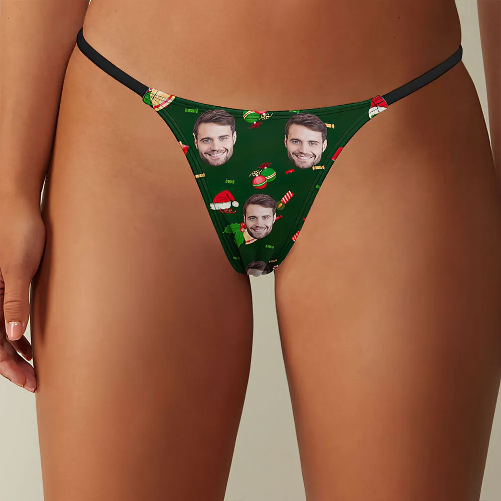 Custom Face Christmas Print Women's Tanga Vintage Thong