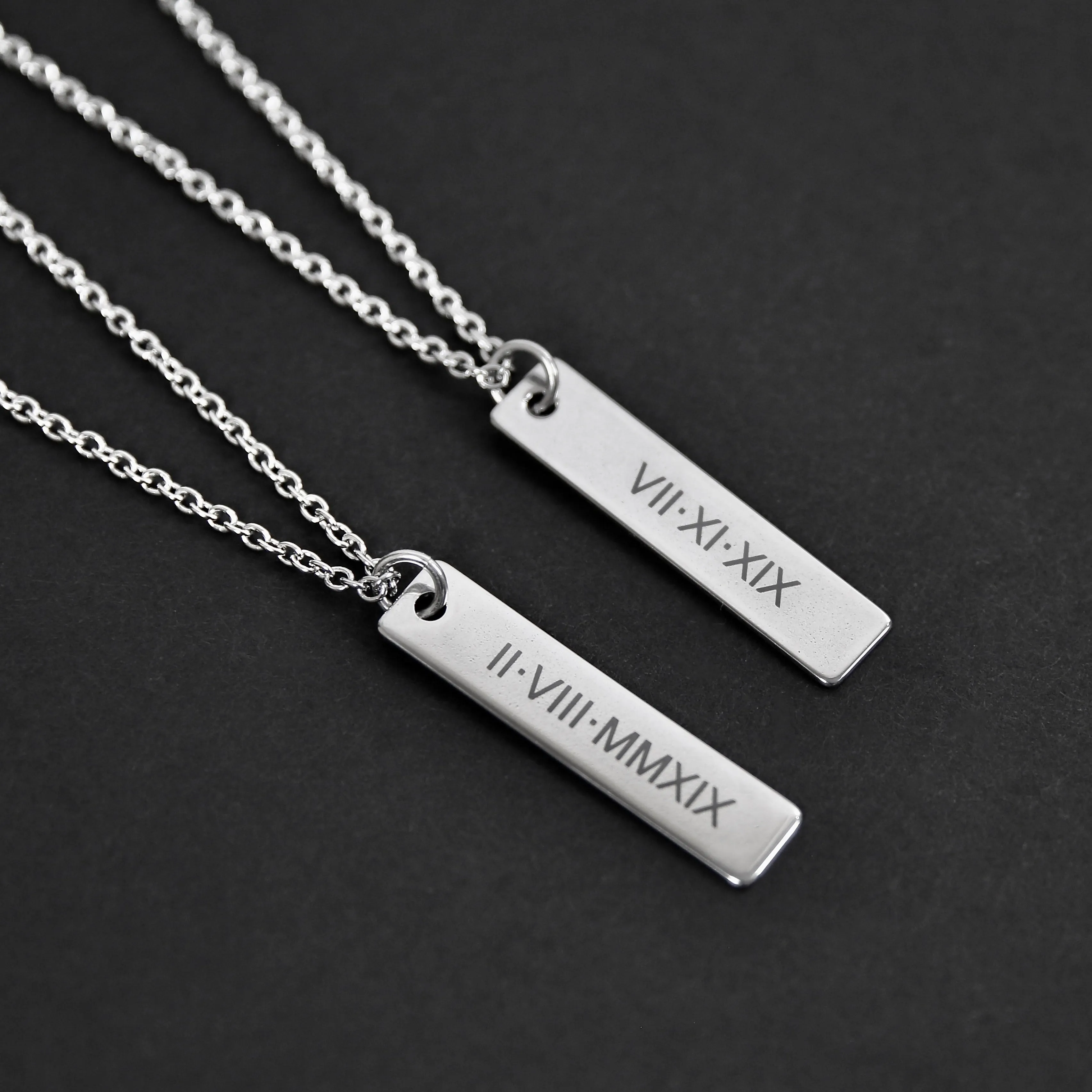 Custom Flat Bar Necklace - Silver